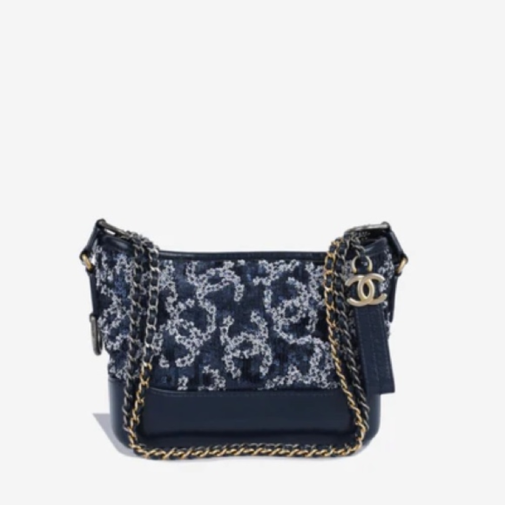 Chanel Gabrielle sequins navy blue bag cross body CC
